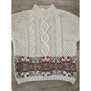 Jaime Scott Knitted by hand Vintage Fisherman Sweater Multi Color size Medium
